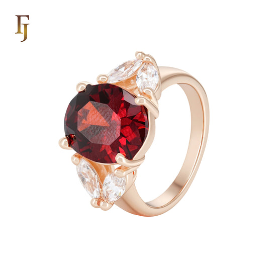Great Orange Solitaire white CZs Rose Gold Fashion Rings