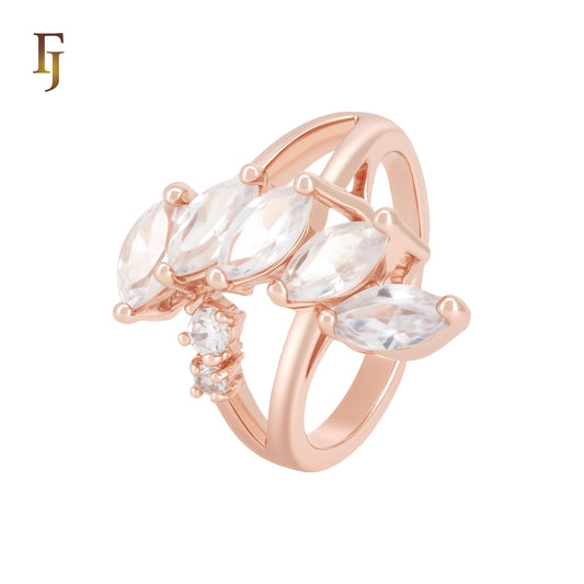 Five Marquise White Czs Rose Gold Fashion Rings