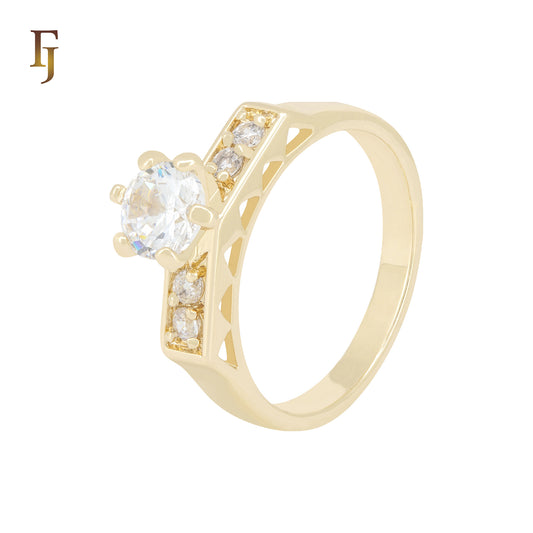 Solitaire White CZs 14K Gold Engagement Rings