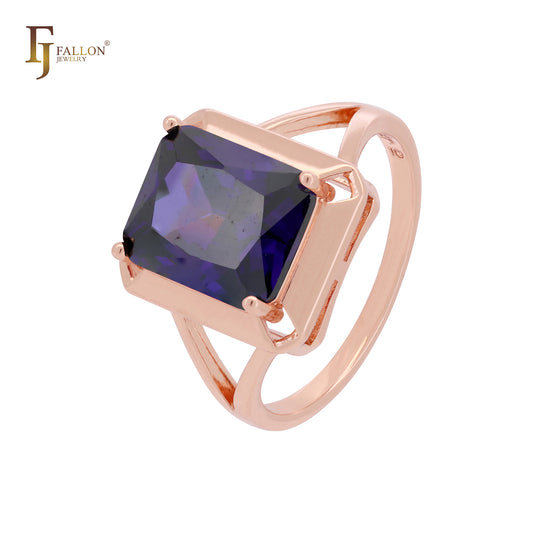 Кольца для помолвки из красного золота 585 пробы с большим квадратным фианитом