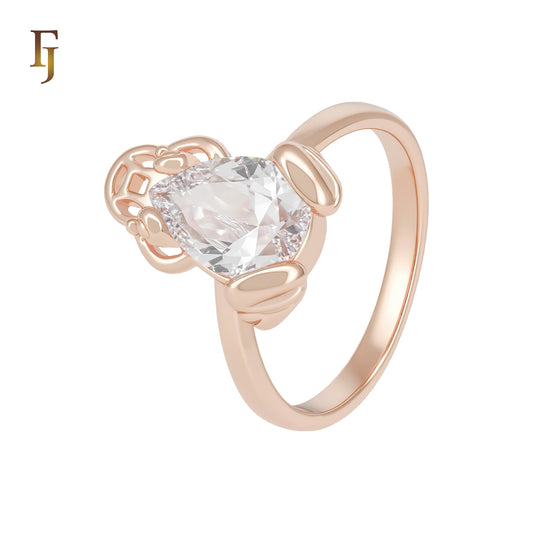 Little frog of pear shape white CZ Rose Gold Fashion Rings