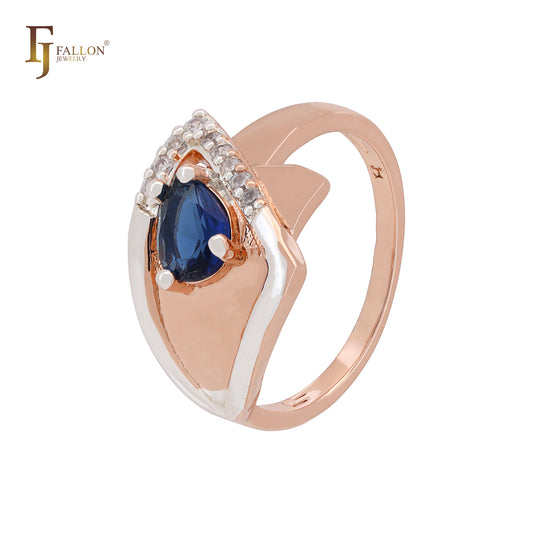 Overlapped triangular geometric Rose Gold two tone Fashion Rings
