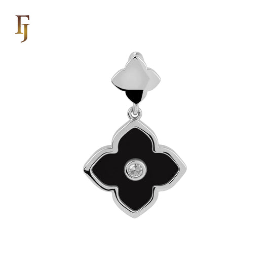 Colorful Onyx Clover Flower Princess Rose Gold, White Gold Pendant