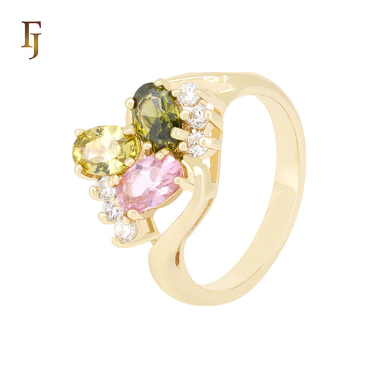 Colorful CZs 14K Gold Fashion Rings