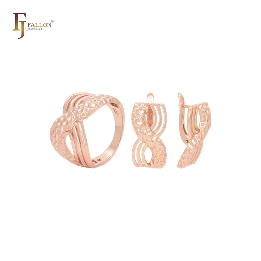 Interlocking Crossing geometric 14K Gold, Rose Gold Russian Lock Earrings