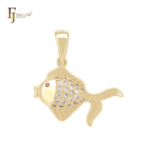 Colgante Pez en Oro Rosa, baño de Oro 14K colores