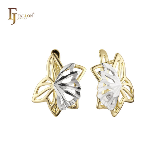 Aretes en Oro 14K, Oro Rosa, baño en dos tonos