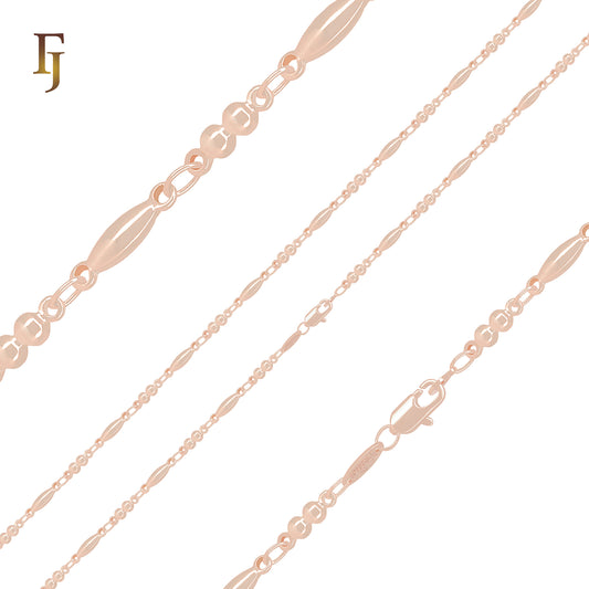 Rose Gold Plated Bead and Oval Link Chain – Rose Gold Copper Necklace Chain for Pendant or Solo Wear | FJ Jewelry
