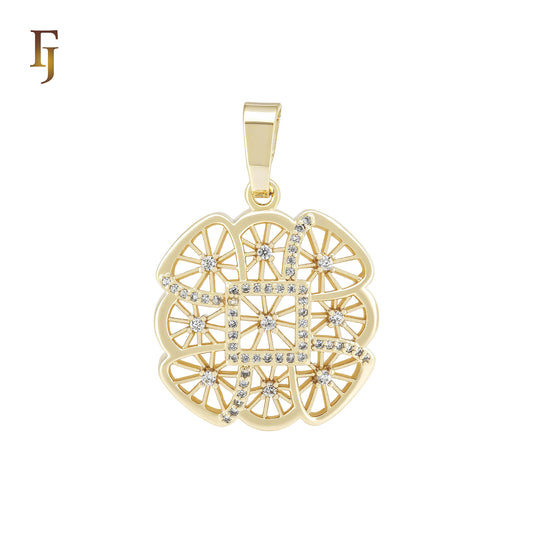 Snowflake of white CZs 14K Gold Pendant
