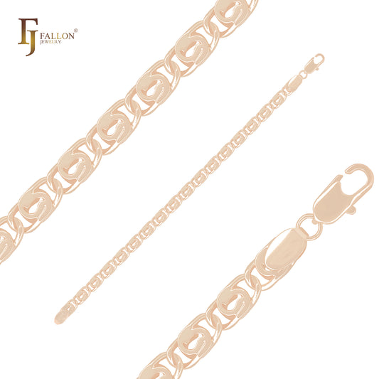 Cadena de oro rosa con eslabones huecos de caracol con forma de ojo de cerradura