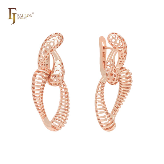 Geometric dots and springs design Rose Gold Russian Lock Earrings
