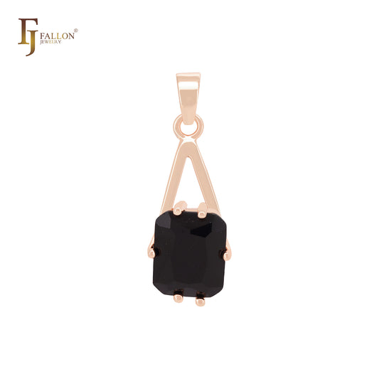 Solitär-Anhänger aus Roségold mit schwarzem Zirkonia im Kissenschliff