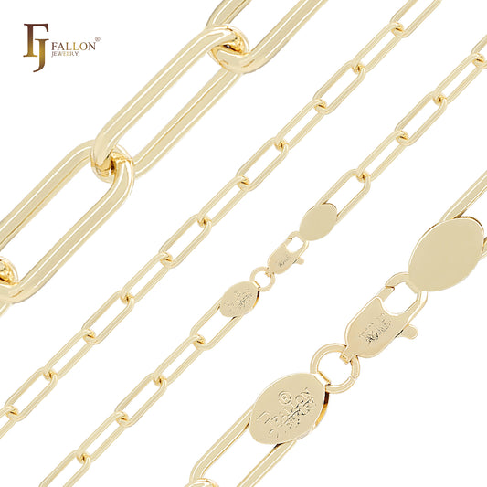 Cadena de oro blanco y oro de 14 quilates con eslabones tipo clip