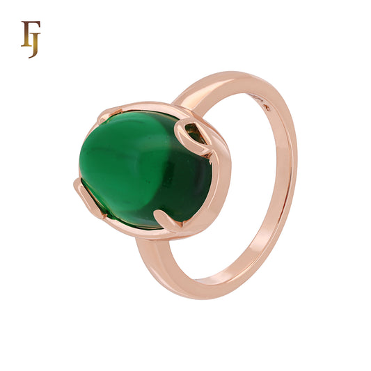 Red or Blue Oval Stone Statement Ring – 15.8mm Rose Gold Plated Bold Design by FJ Jewelry