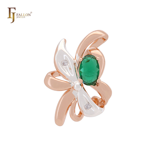 Лента с цветами и листьями, роскошная подвеска изумрудно-зеленого цвета с розовым золотом в двух тонах