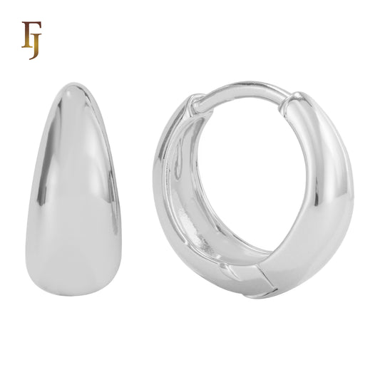 Bracket rounded Glossy White Gold Huggie Earrings