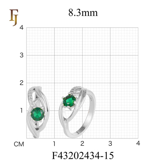 Двухцветные кольца-пасьянсы из Красное золото 585 пробы с круглыми камнями