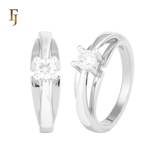 ローズゴールド ツートーン ソリティア リング