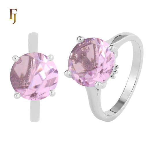 Минималистичные кольца-солитеры с большими пурпурно-красными камнями, покрытые розовым золотом