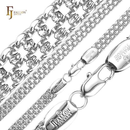 .Bismarck tejiendo ancla de triple eslabón Cadenas de oro blanco