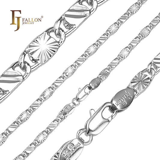 Cadenas alternativas de oro rosa con eslabones de caracol sólidos martillados y rayos de sol