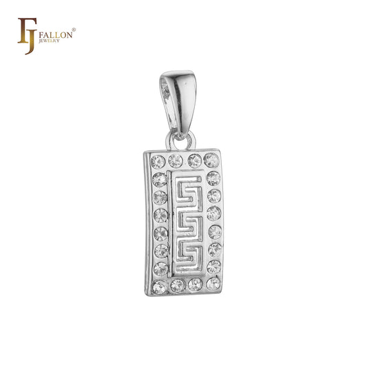 Rechteckiger griechischer Schlüsselmäander aus 14-karätigem Gold, Roségold und 18-karätigem Gold