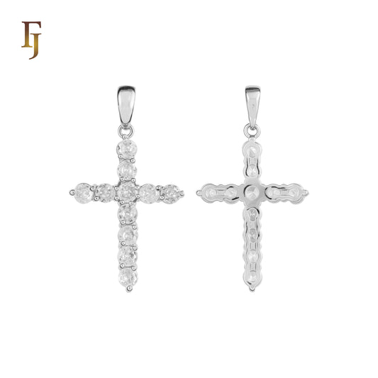 Minimalist Latin Cross Pendant – Gold-Plated Religious Necklace with Sparkling Round CZ Stones