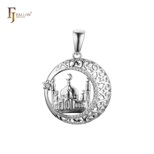 Colgante de oro rosa y oro blanco con estrella y media luna en templo islámico