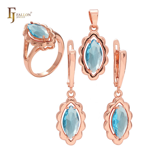 マキーズシェイプレッドCZリングとペンダントジュエリーセット