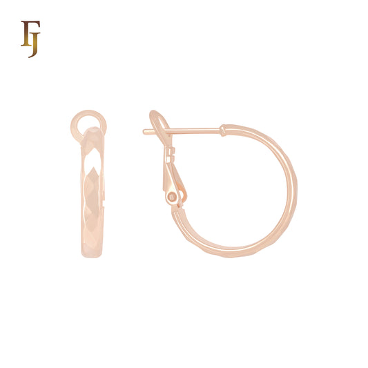 Rhombus Textured Rose Gold Hoop Earrings