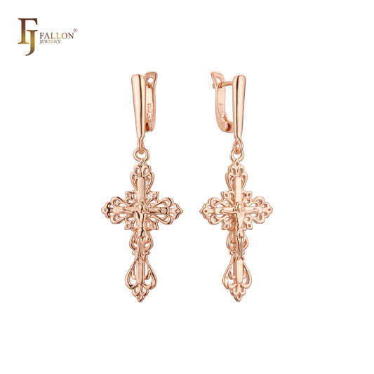Russian Orthodox Crucifix Cross drop Russian Lock Earrings Religious