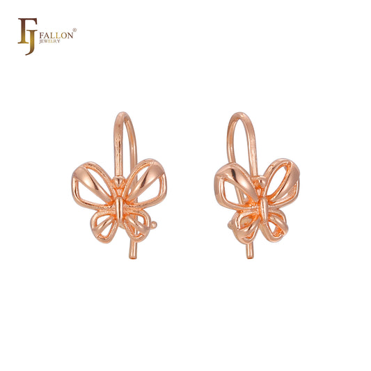 Детские серьги-крючки Butterfly Wire из Жёлтое золото 585 пробы с покрытием из Красное золото 585 пробы