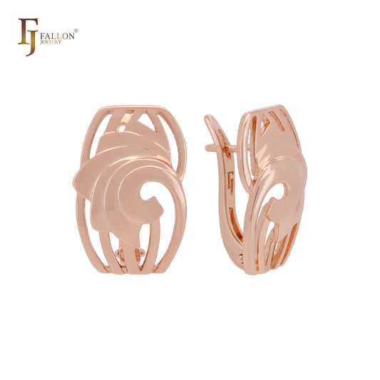 Whirling vortex of filigree Rose Gold Russian Lock Earrings