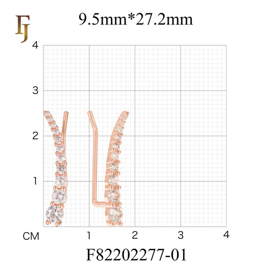 Gold Plated Crawler Earrings – Graduated CZ Ear Climber Curve | Trendy Non-Tarnish Pierced Jewelry by FJ