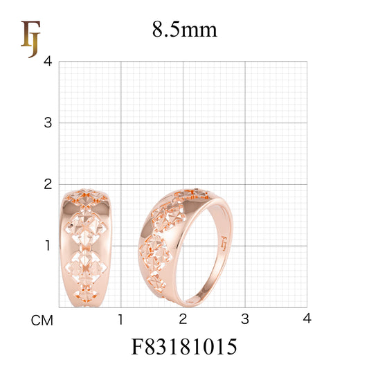 Geometric Pattern Wide Rose Gold Plated Ring for Women, Brass Based Jewelry