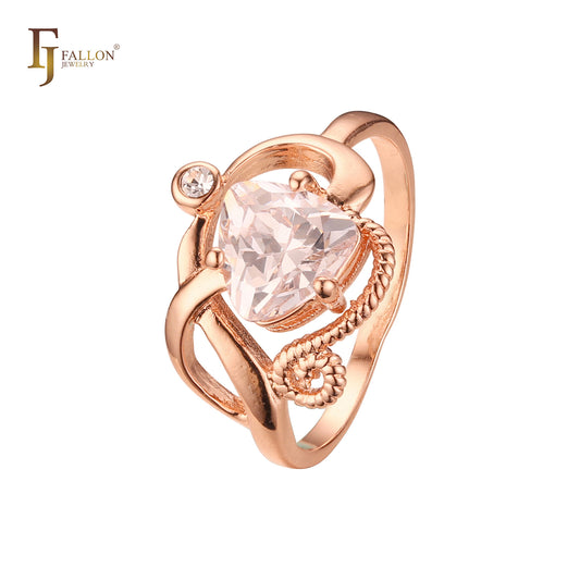 Elegant triangular solitaire white CZ Rose Gold Fashion Rings