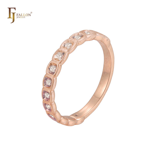 Anillos de dos tonos de oro de 14 quilates con circonita negra en racimo de alianzas de boda Eternity