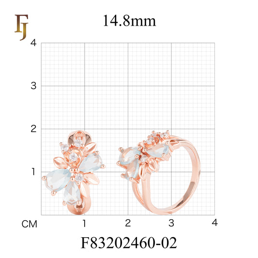 超豪華なローズゴールドの葉クラスターリング、ツートーンメッキカラー