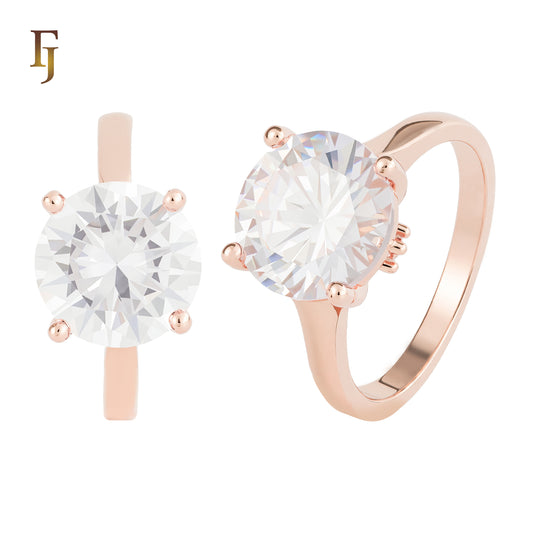 Silver Solitaire Ring with Pink Round CZ – FJ Jewelry