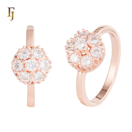 Anéis de cachos de flores em ouro 14K, ouro rosa, duas cores de revestimento