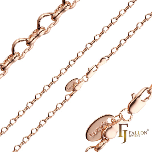 Cadenas de eslabones tipo cable elegantes con forma de corazón chapadas en oro de 14 quilates y oro rosa