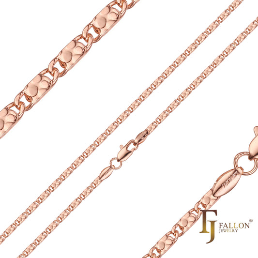 实心蜗牛链金块和气泡锤打玫瑰金链条