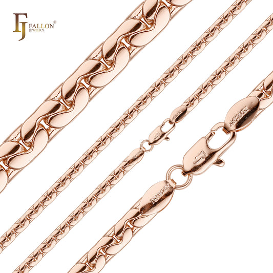 Correntes CR extravagantes de elo C banhadas em ouro 14K, ouro rosa em dois tons