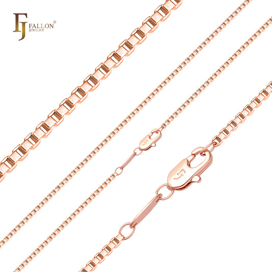 14Kゴールド、ローズゴールド、ホワイトゴールドメッキの薄いボックスリンクチェーン