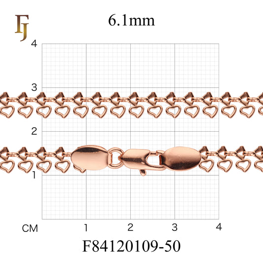 Heart Link Chain Necklace – Romantic Rose Gold Plated Brass Chain for Women with Lobster Clasp