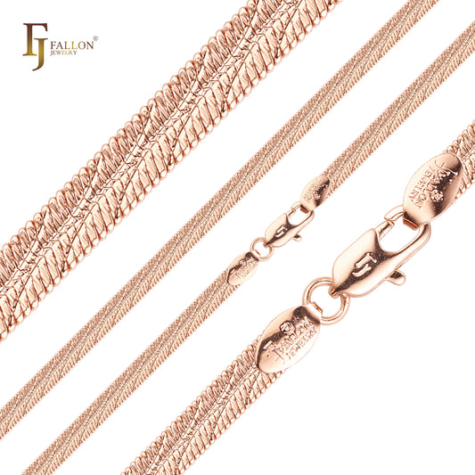 平蛇轮胎锤击纹理玫瑰金人字链