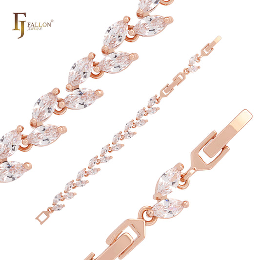 Pulseras de oro rosa con circonitas cúbicas en racimo