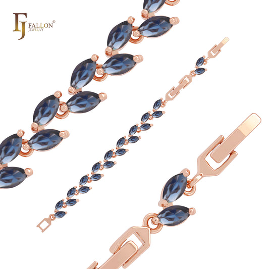 Pulseras de oro rosa con circonitas cúbicas en racimo