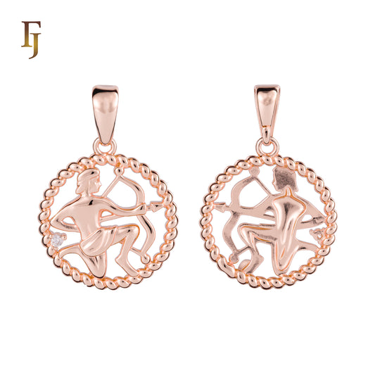 Colgante de oro rosa con forma de constelación del zodíaco y cuentas retorcidas en forma de cuerda ovalada