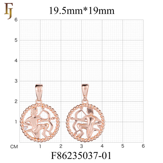 Colgante de oro rosa con forma de constelación del zodíaco y cuentas retorcidas en forma de cuerda ovalada